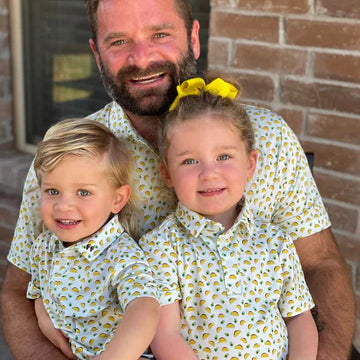 Fore Fathers Daddy & Me Double Dippin polo white yellow green