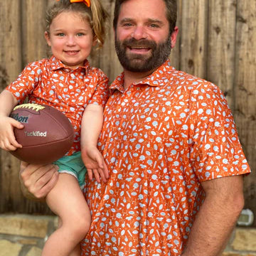 Fore Fathers Daddy & Me Gridiron Glory polo orange