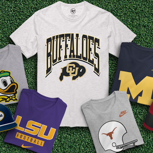 Rally House NCAA fan gear shirts Colorado Notre Dame Oregon LSU Texas Michigan Utah shirts