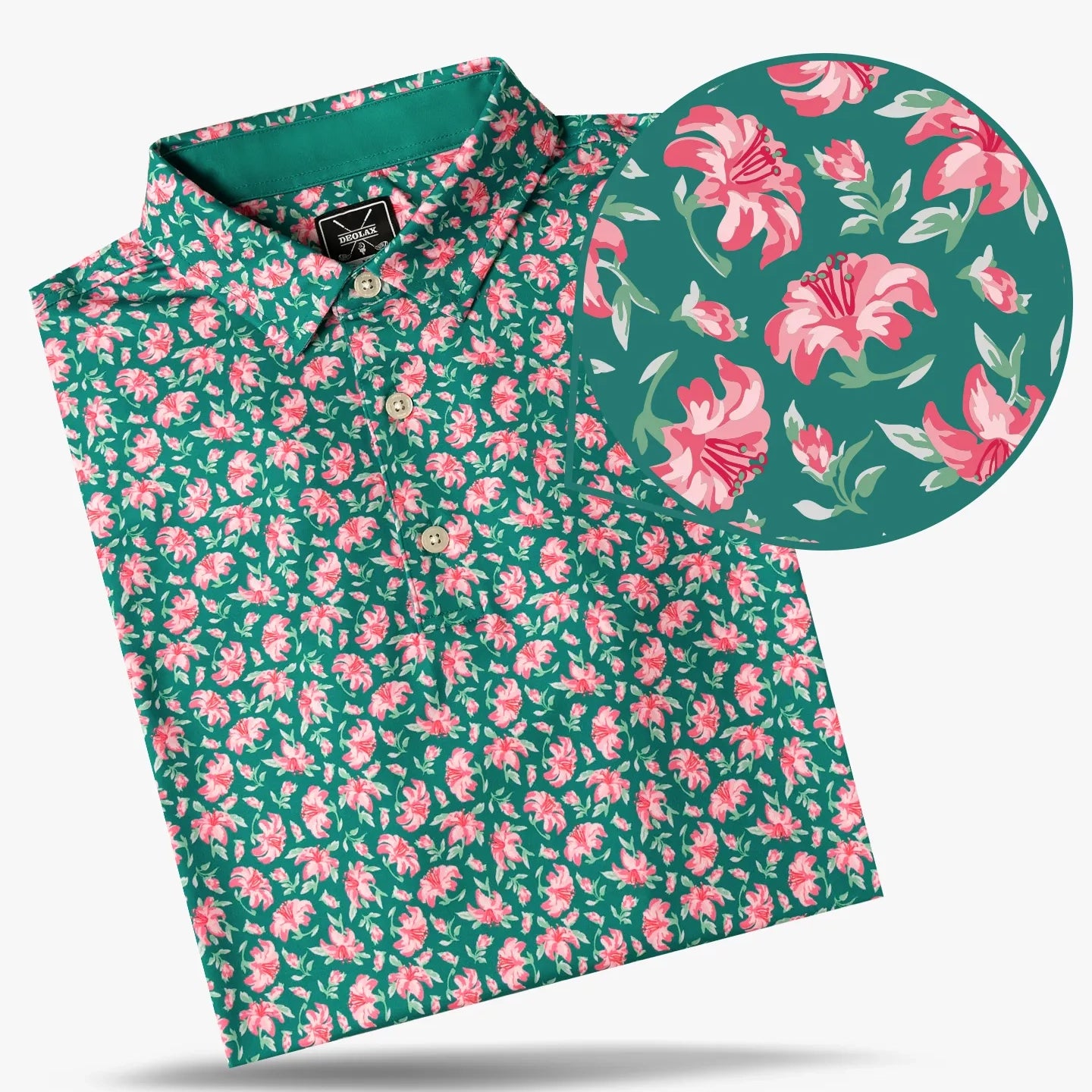 Deolax men's Azalea season golf polo green pink