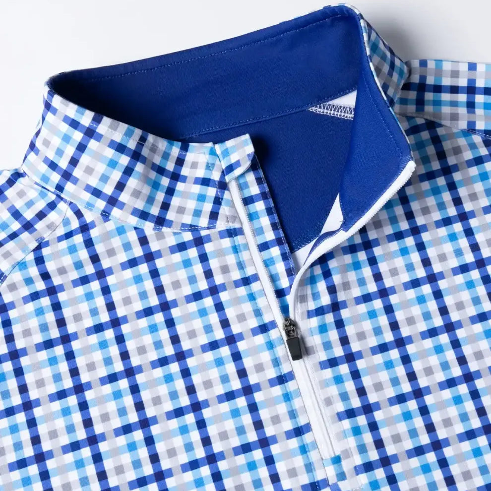 Deolax men's checked quarter zip