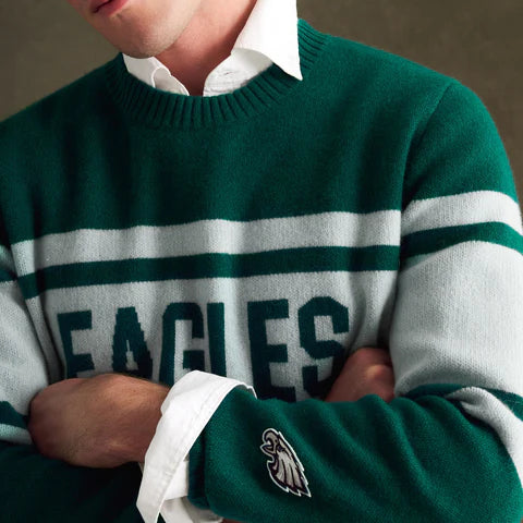 NFL Luxe Cashmere crewneck sweater Philadelphia Eagles green white