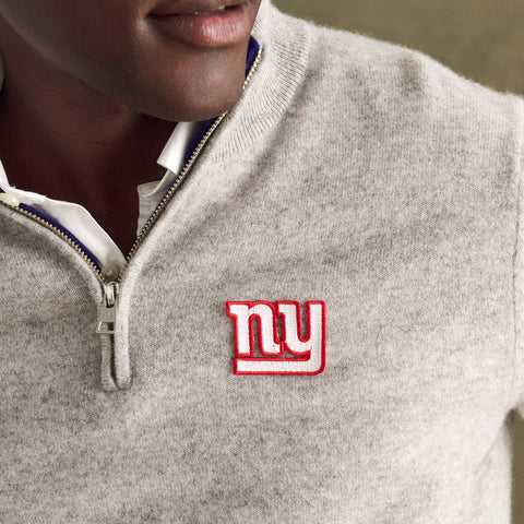 NFL Signature Cashmere Color Blocked Quarter Zip New York Giants