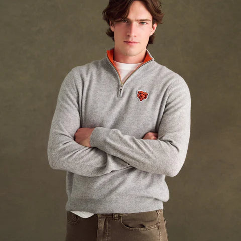 NFL Signature Cashmere Color Blocked Quarter Zip Chicago Bears