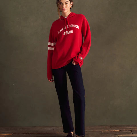 NFL Luxe Cashmere Hoodie San Francisco 49ers red white