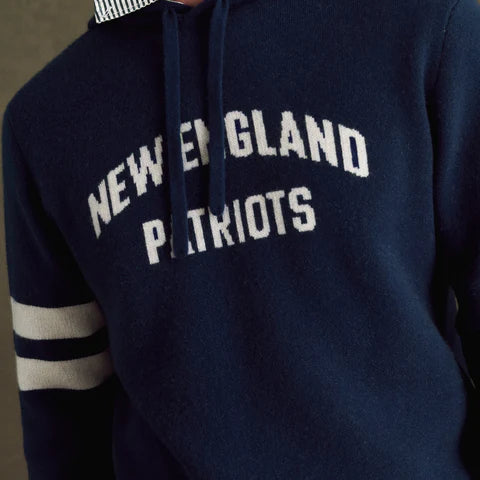 NFL Luxe Cashmere Hoodie New England Patriots blue white