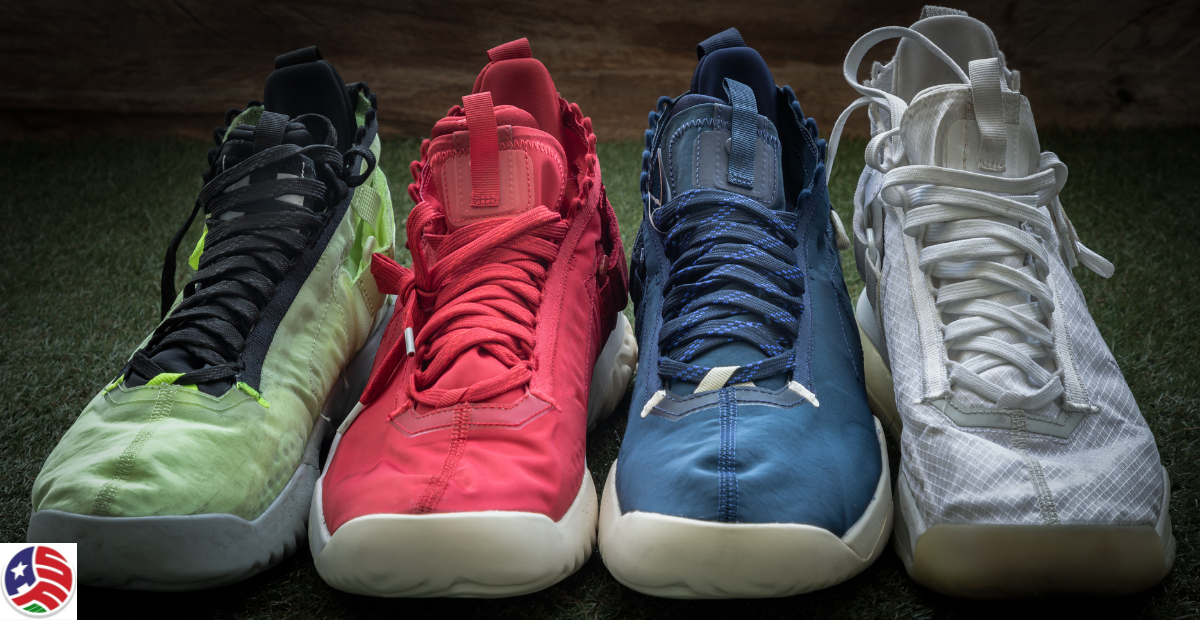 Four different color basketball hightops