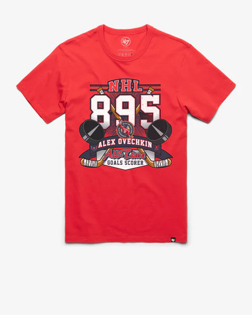 WASHINGTON CAPITALS ALEX OVECHKIN NHL ALL TIME GOALS LEADER '47 FRANKLIN TEE red