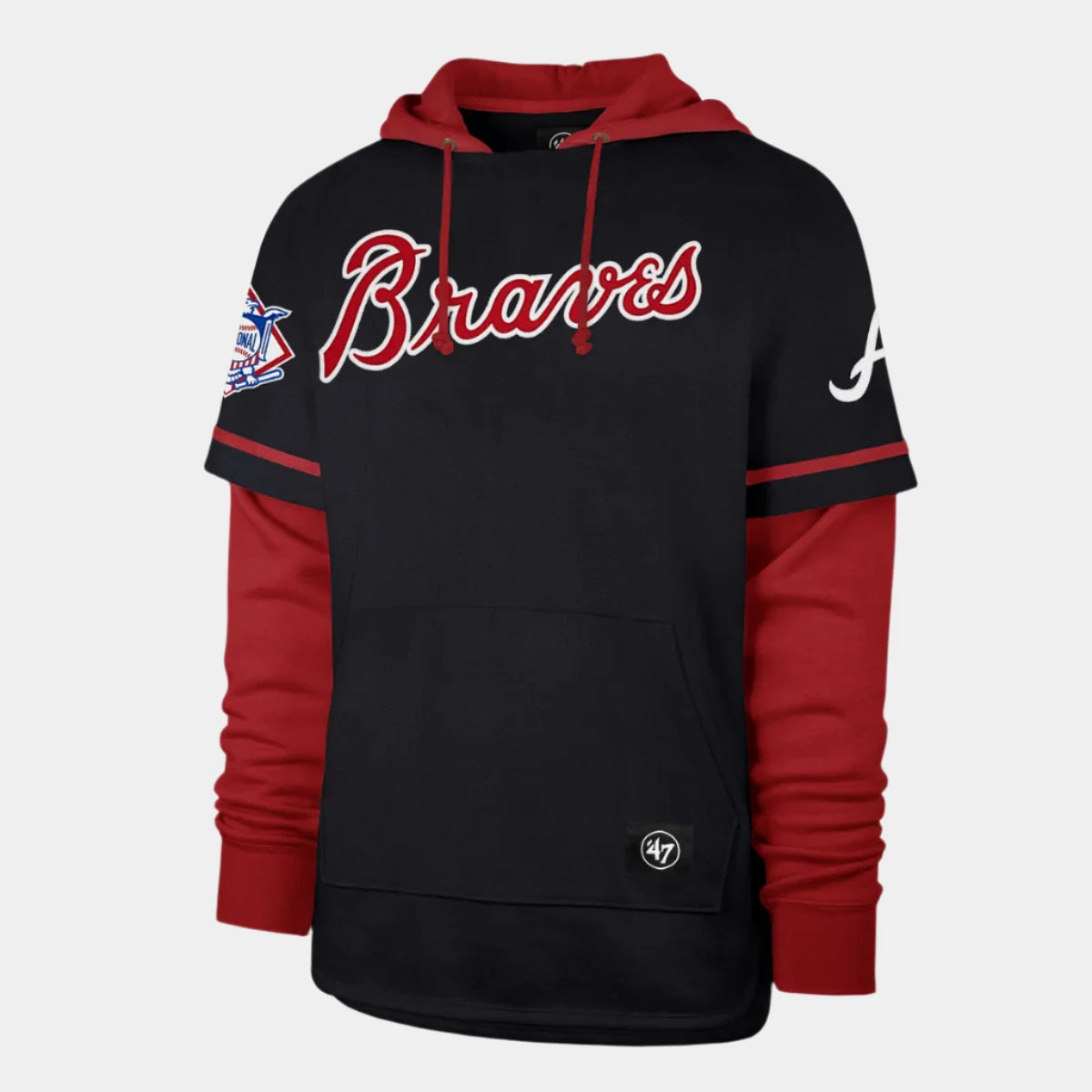 '47 Shortstop Pullover Hood Atlanta Braves Trifecta navy blue red