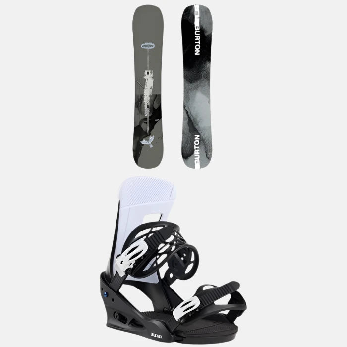 Burton Instigator Flat Top Snowboard ​+ Freestyle Snowboard Bindings 2025