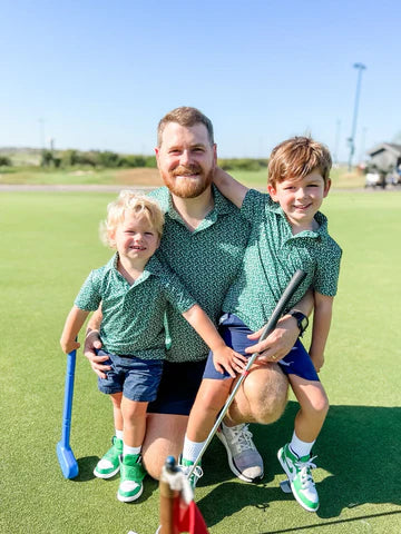 Fore Fathers Daddy & Me Caddy and Cub polo green