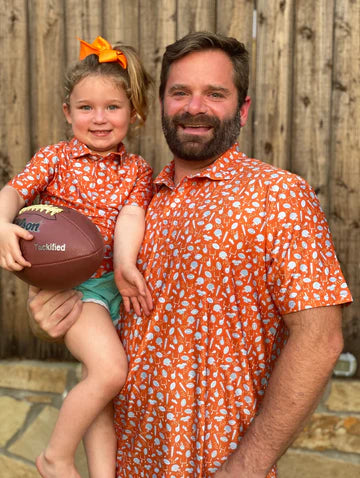 Fore Fathers Daddy & Me Gridiron Glory polo orange