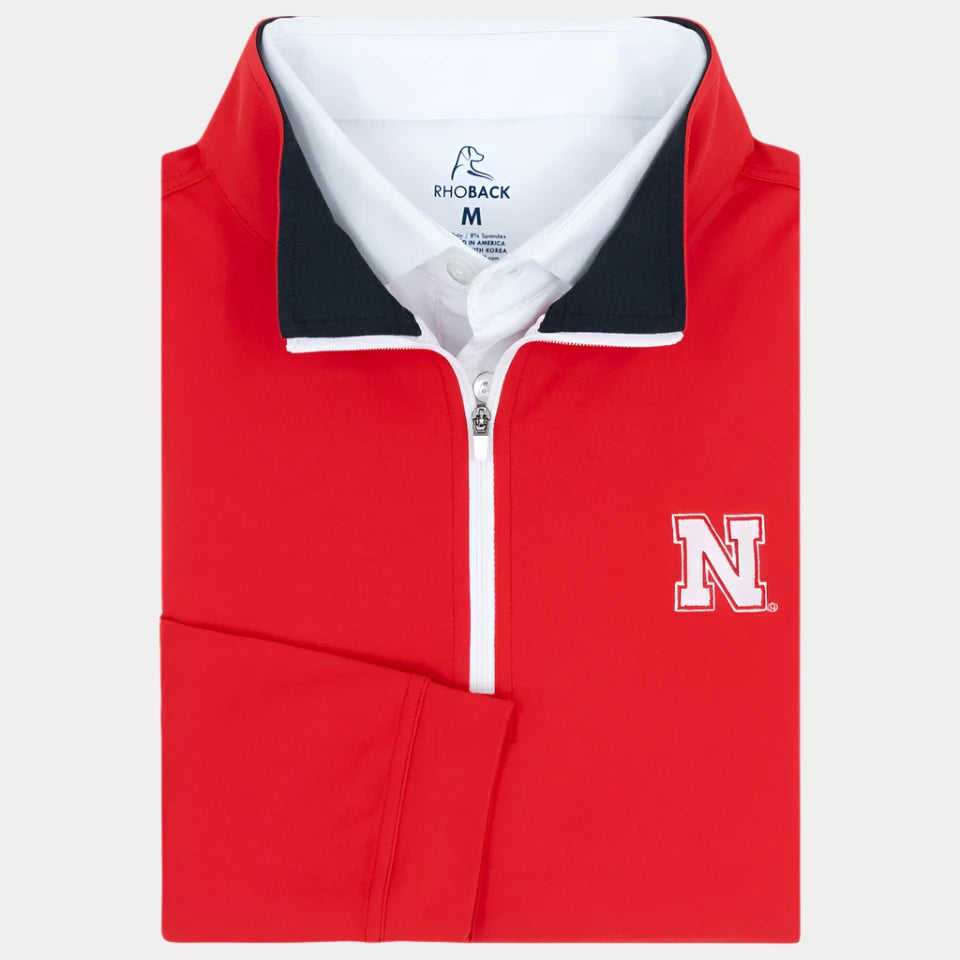 Rhoback Solid Collegiate Q-Zip NCAA Nebraska Cornhuskers