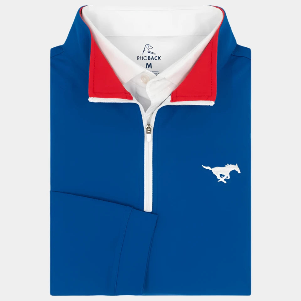 Rhoback Solid Collegiate Q-Zip NCAA SMU Mustangs blue red