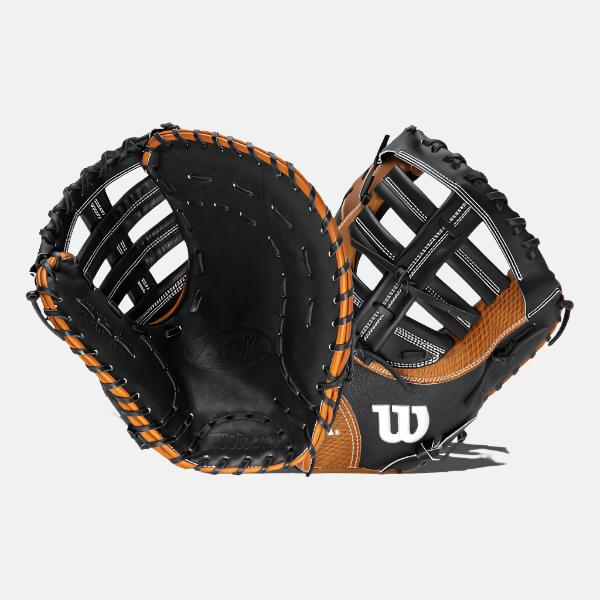 Wilson A2K SuperSkin 2820 12.25" Baseball First Base Mitt - front and back view