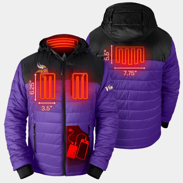 Action Heat Men's Puffer Battery Heated Puffer Jacket Minnesota Vikings