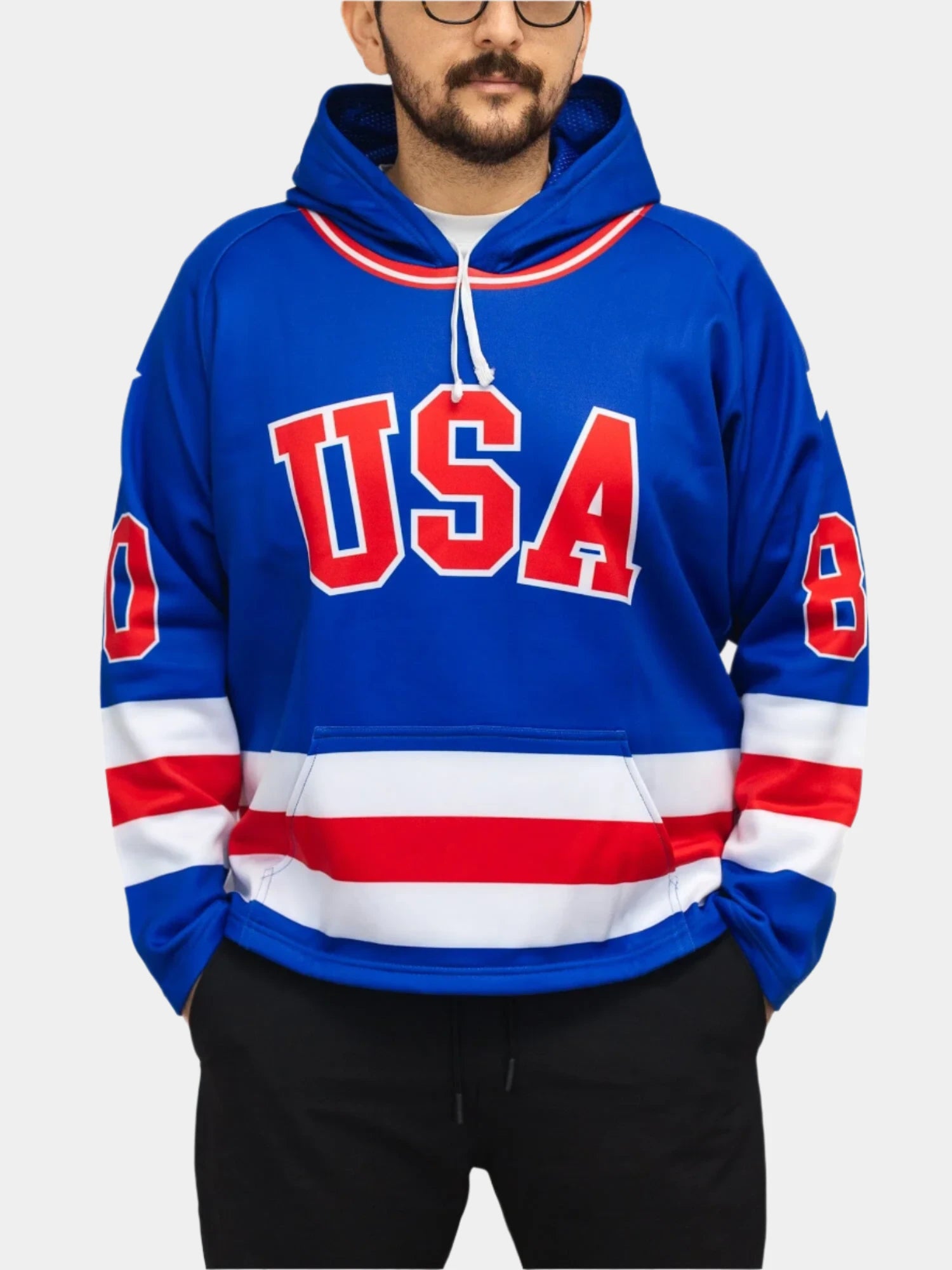 Benchclearers.com Hockey Hoodie USA Miracle on ice 1980 blue