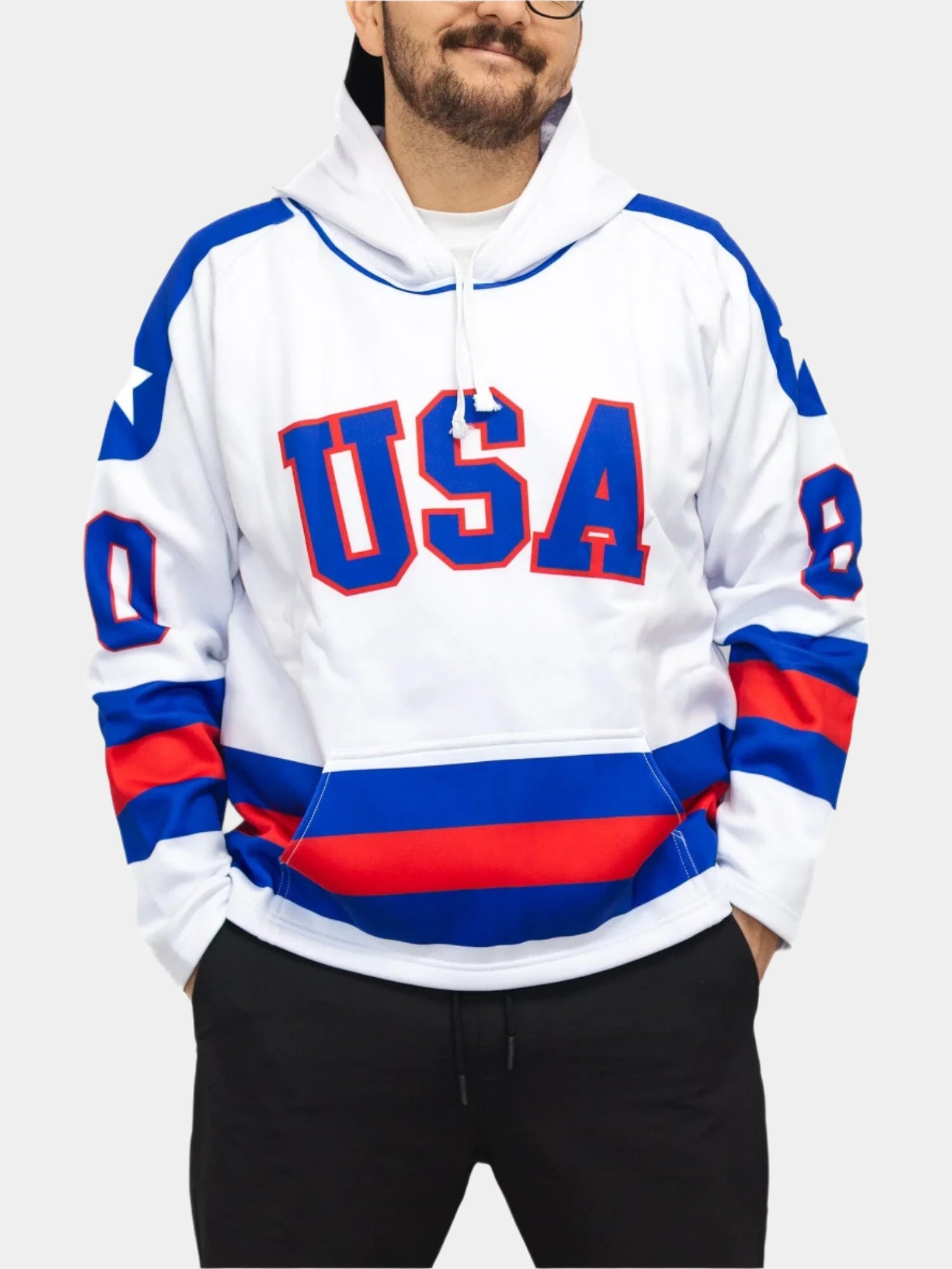 Benchclearers.com Hockey Hoodie USA Miracle on ice 1980 white