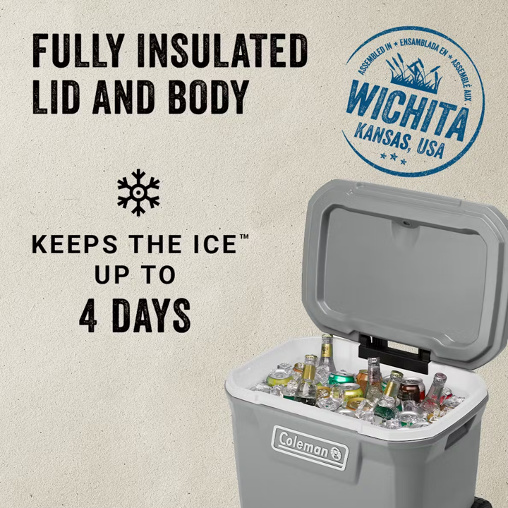 Coleman Classic Series 65-Quart Wheeled Cooler grey
