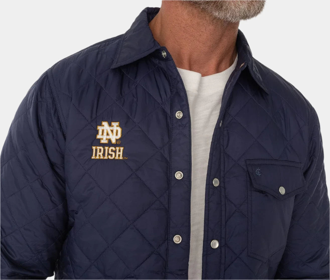 Criquet Shirts Quilted Shacket Navy Interlock Notre Dame Fighting Irish