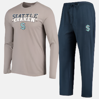 Seattle Kraken Men's Concepts Sport Meter Long Sleeve T-Shirt & Pants Sleep Set