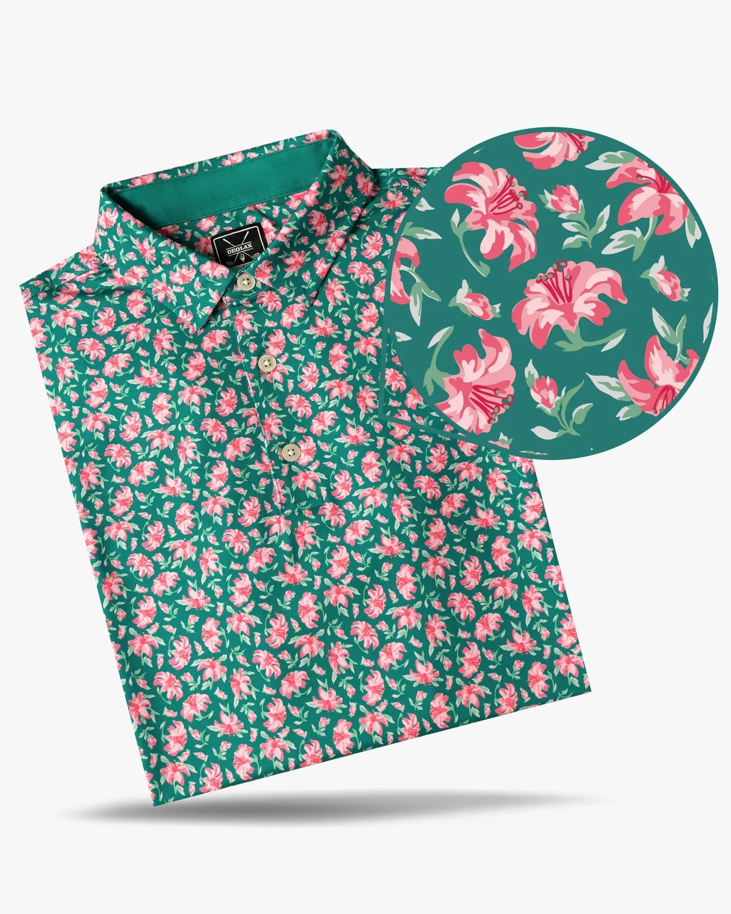 Deolax men's Azalea season golf polo green pink