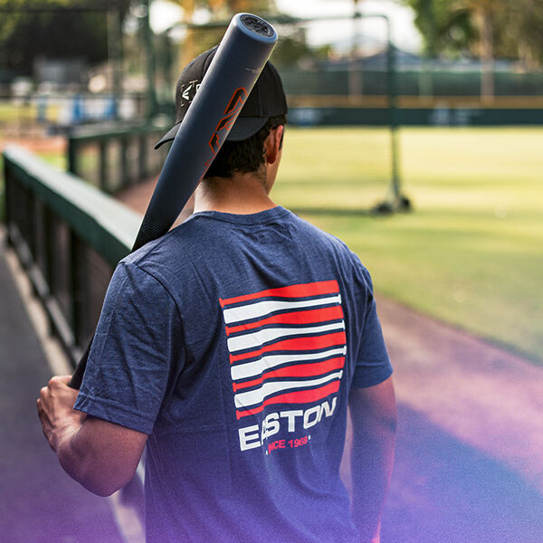 Easton Rawlings baseball bat and tshirt