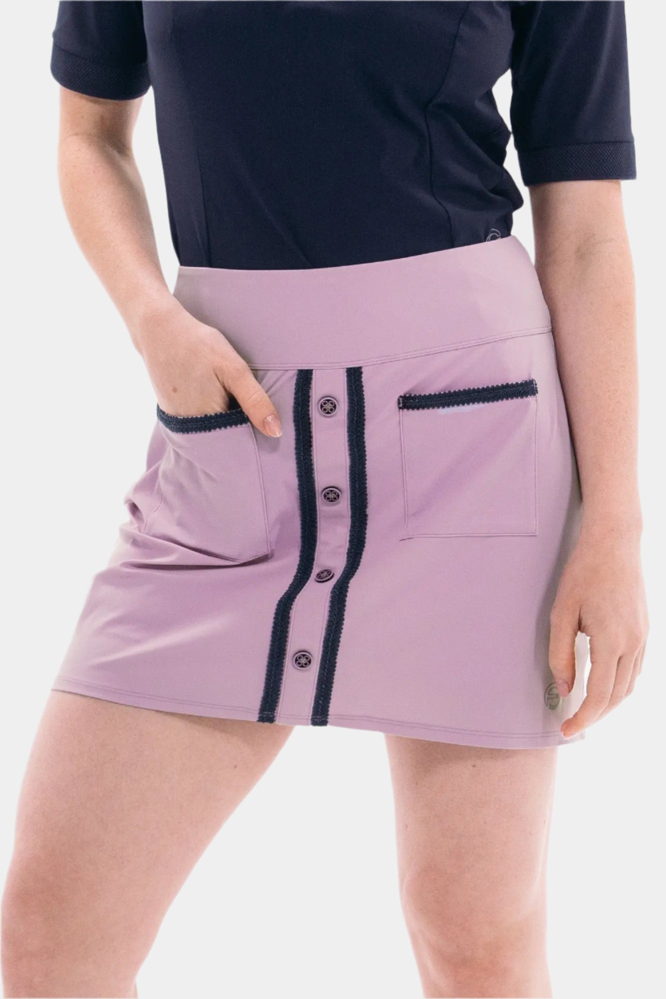 Button Front Braid Trim golf skirt