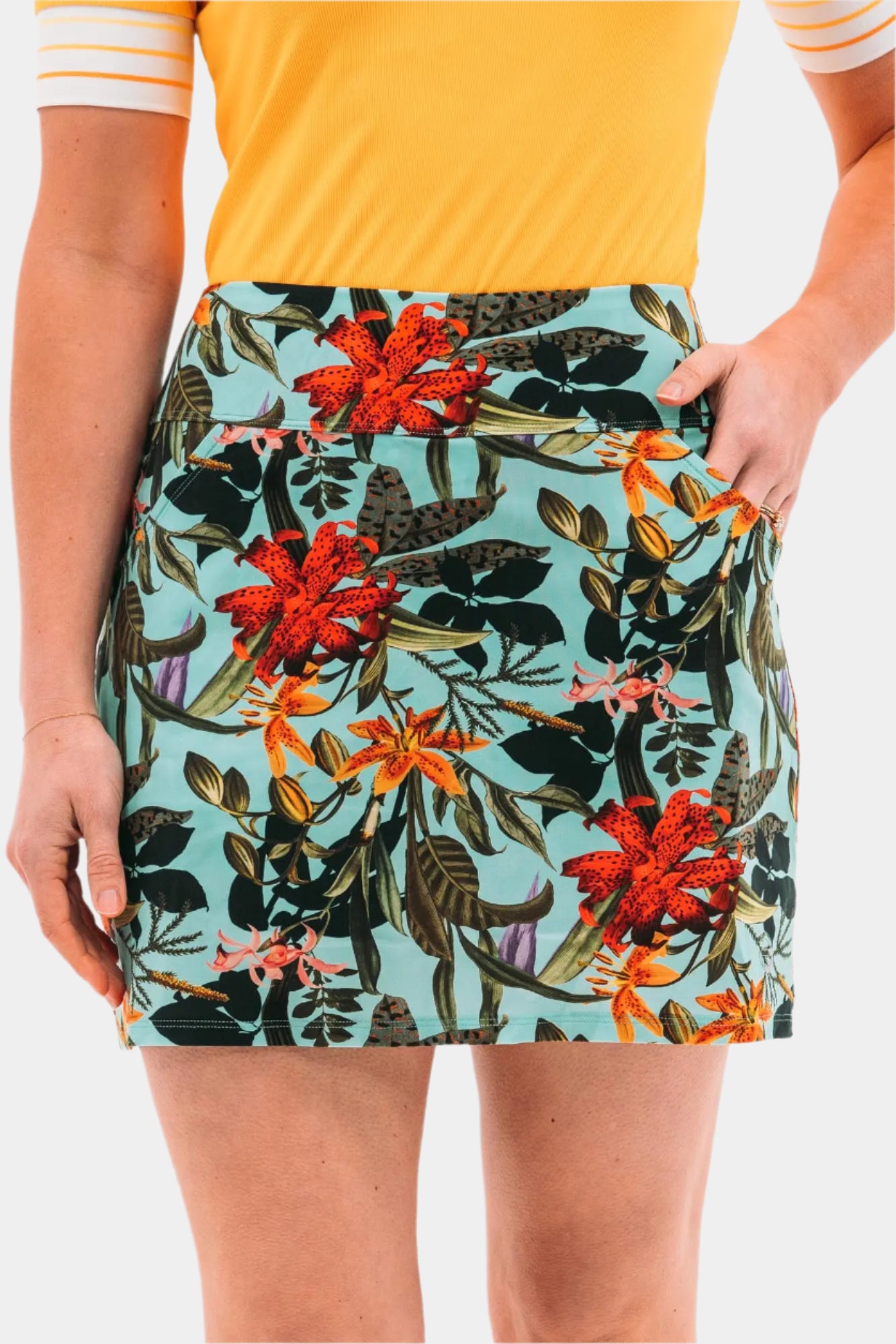 hot tropics palm print golf skirt