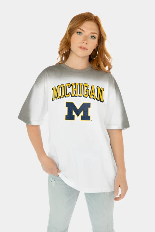 GameDay Couture NCAA Color Wave Crew Neck T-Shirt Michigan Wolverines