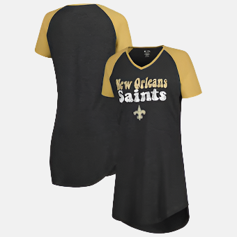 New Orleans Saints Women's Concepts Sport Raglan V-Neck Nightshirt