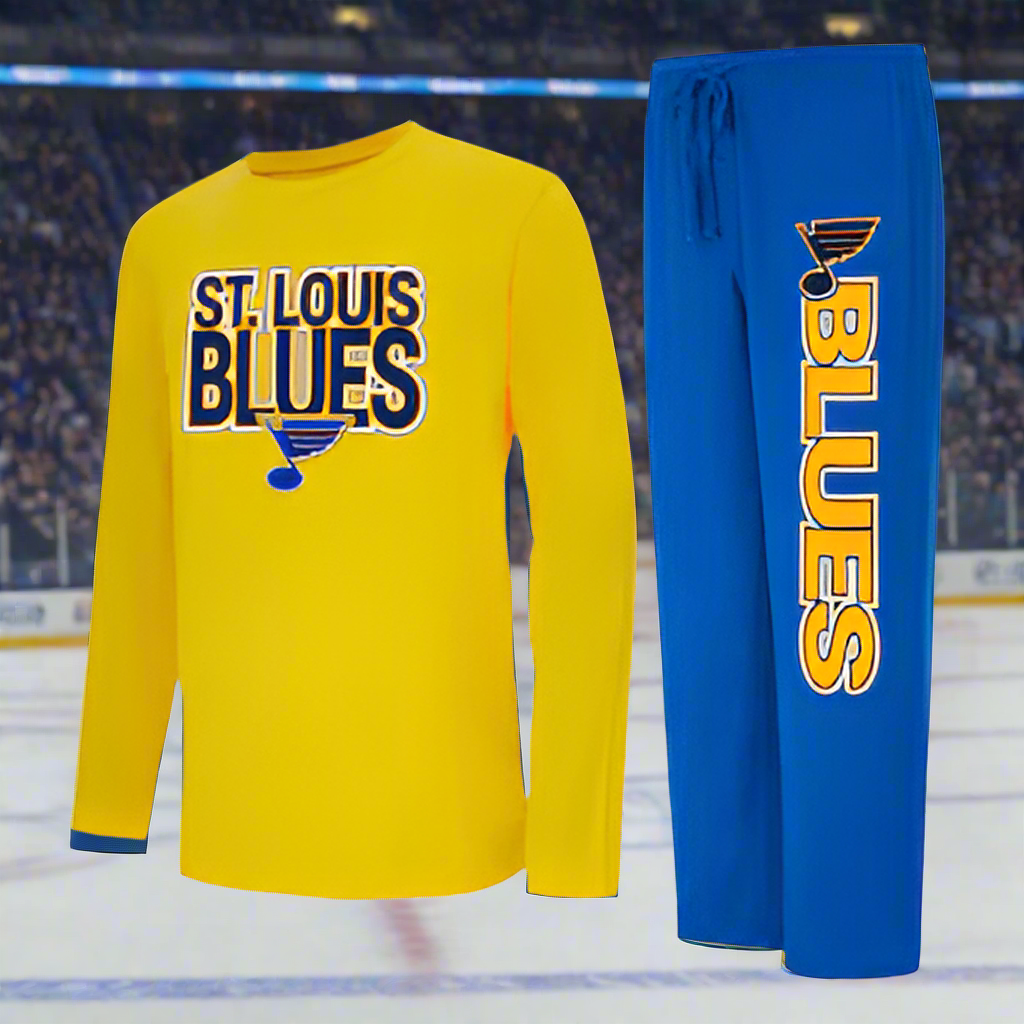 St. Louis Blues Men's Concepts Sport Meter Long Sleeve T-Shirt & Pants Sleep Set