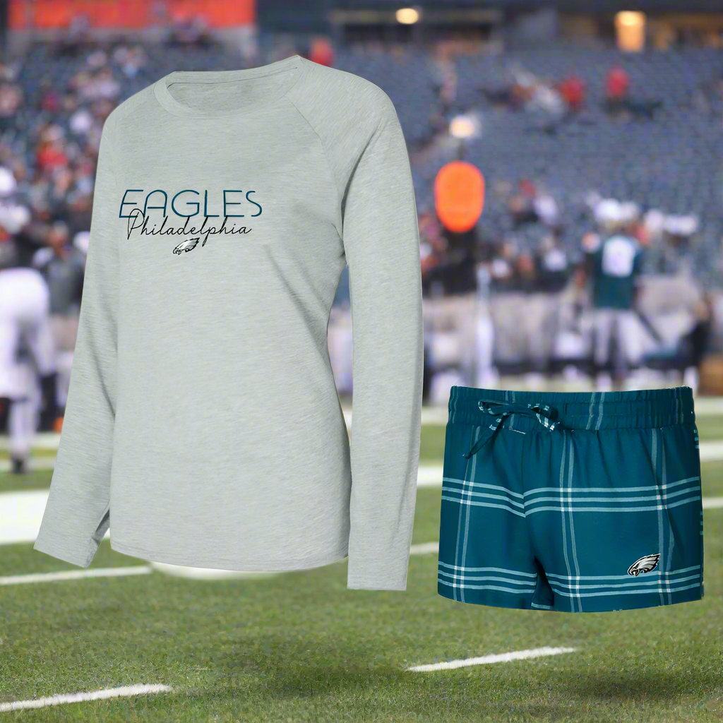 Women's Philadelphia Eagles Long Sleeve T-Shirt and Shorts Set