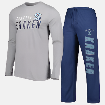 Seattle Kraken Men's Concepts Sport Meter Long Sleeve T-Shirt & Pants Sleep Set