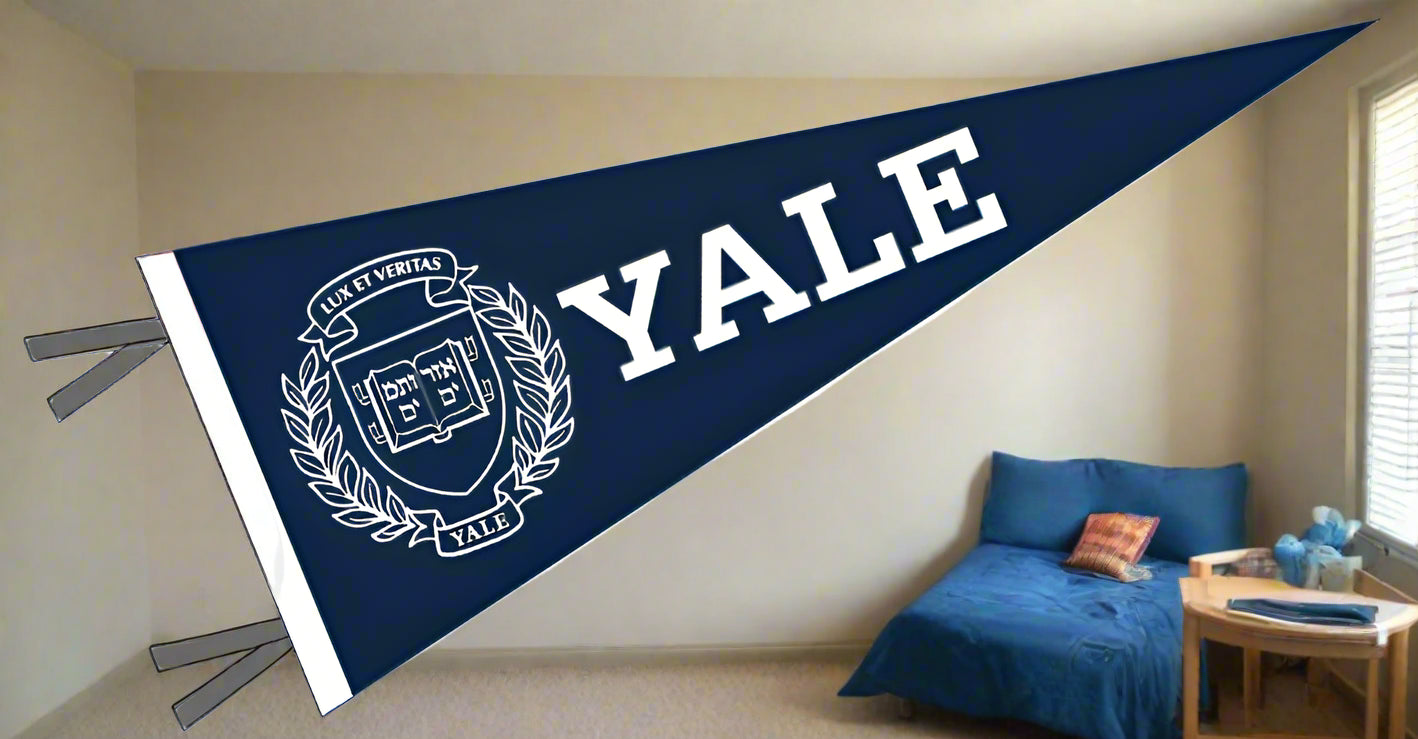 Yale University pennant blue white