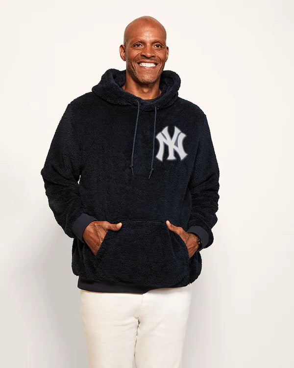 Jill Martin New York Yankees Chenille Logo Sherpa Hoodie black
