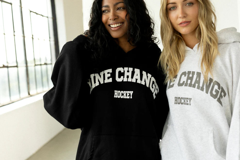 Line Change Hockey Hoodie black white