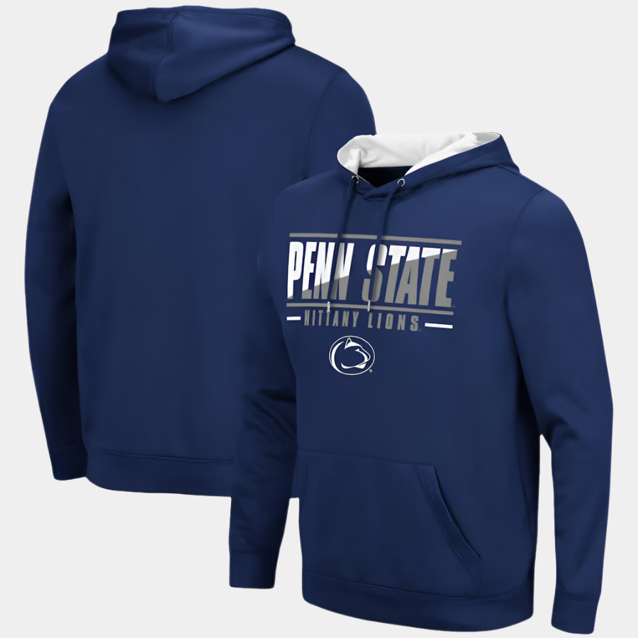 Colosseum Penn State Nittany Lions Navy Slash Stack 2.0 Pullover Hoodie