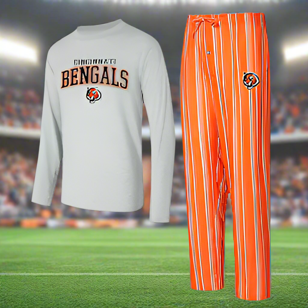 Cincinnati Bengals Men's Concepts Sport Petition Long Sleeve T-Shirt & Pants Sleep Set