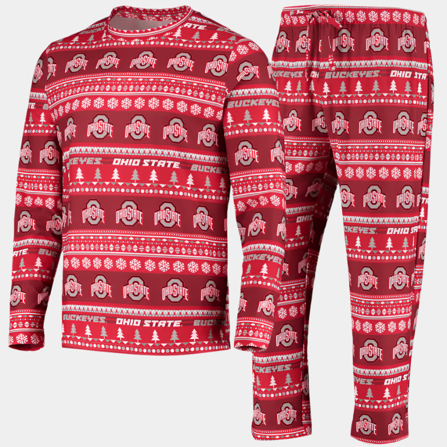 Concepts Sport Ohio State Buckeyes Scarlet Ugly Sweater Knit Long Sleeve Top and Pant Set