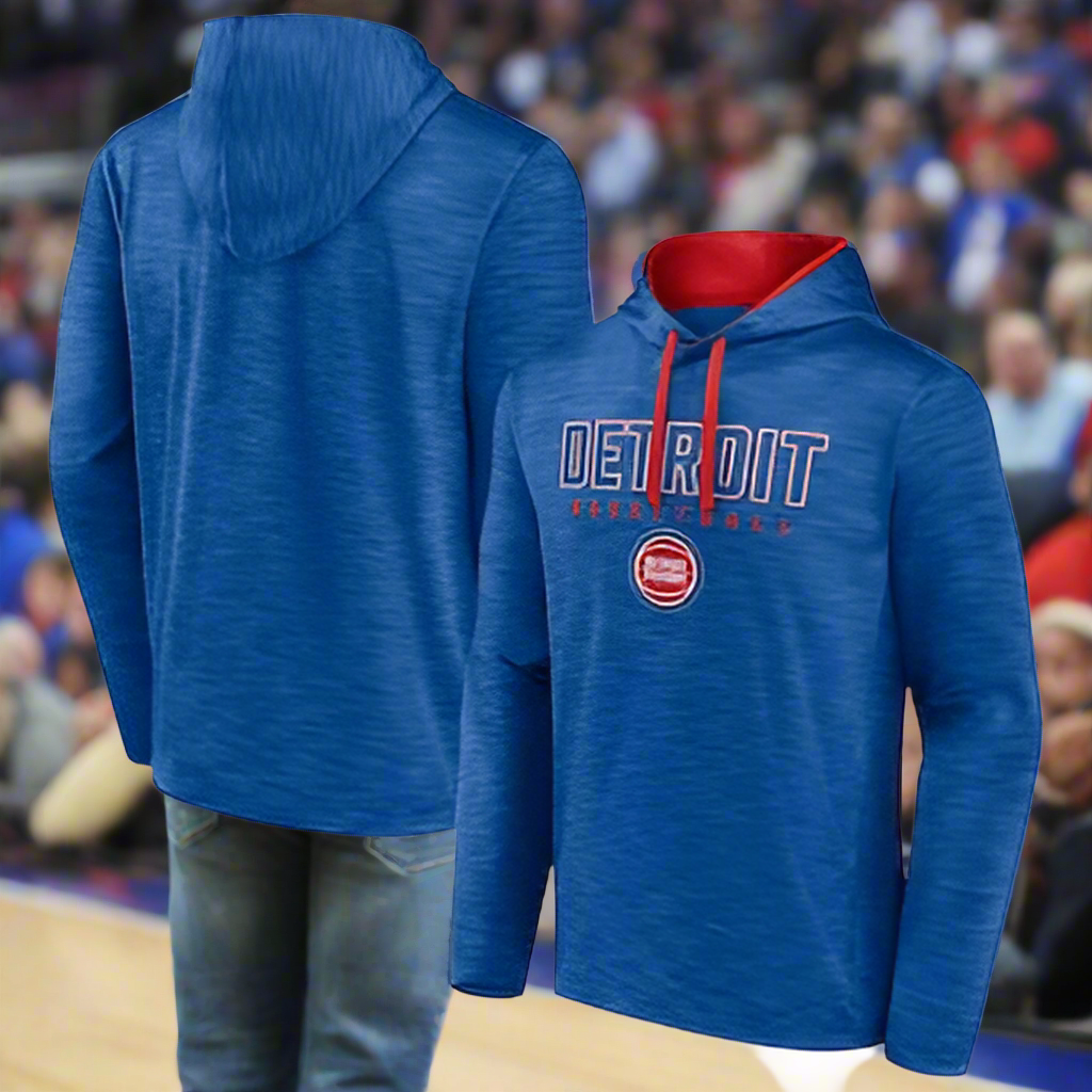 Detroit Pistons Men's Fanatics Heather Fast Break Pullover Hoodie