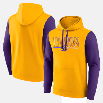 Los Angeles Lakers Men's Outline Colorblock Pullover Hoodie