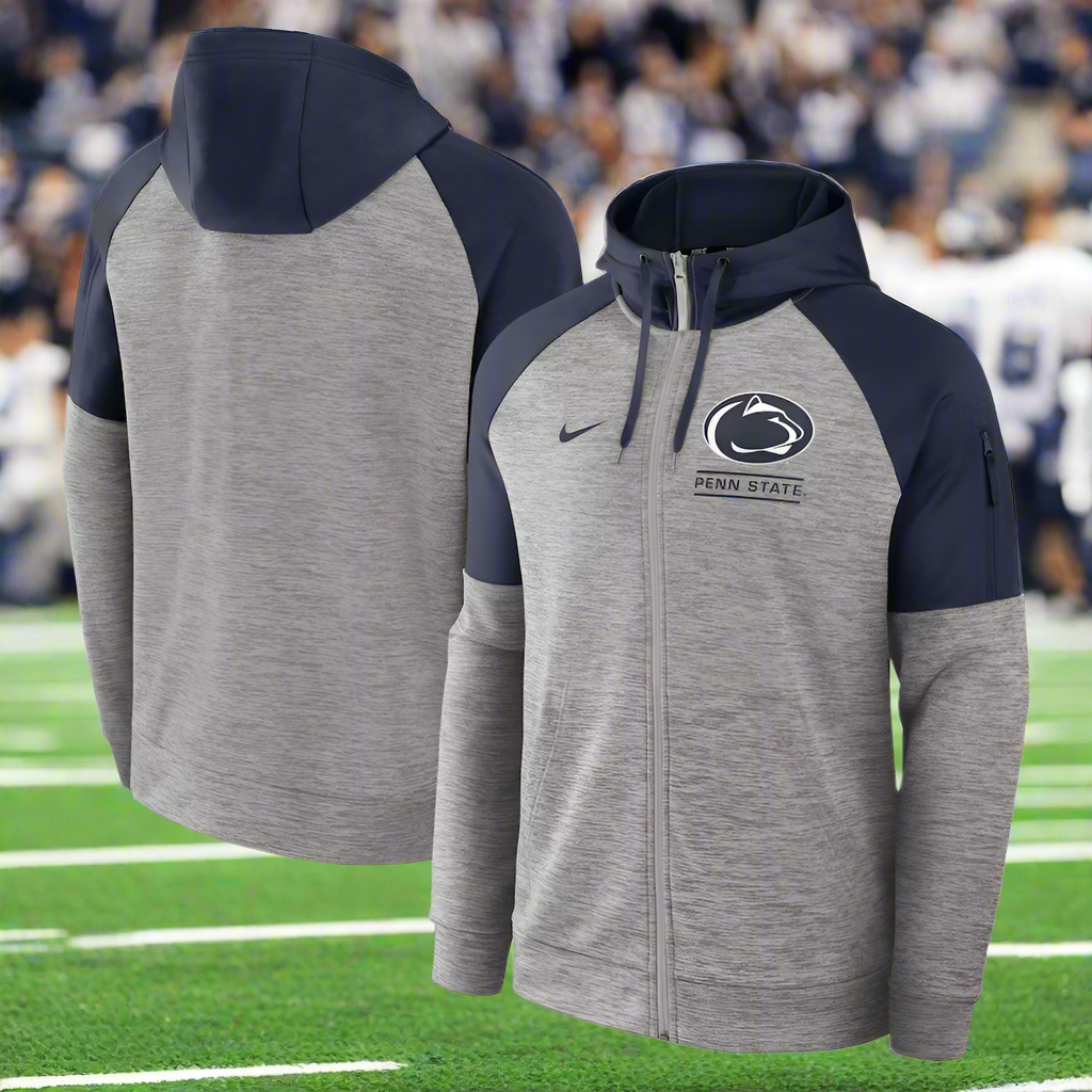 Nike Penn State Nittany Lions Heather Gray Fitness Raglan Performance Full-Zip Hoodie