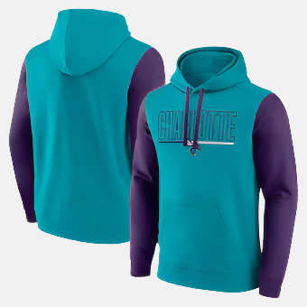 Charlotte Hornets Men's Outline Colorblock Pullover Hoodie