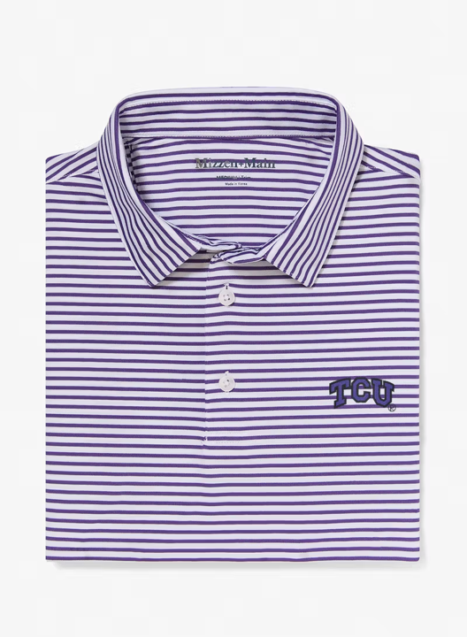 Mizzen + Main polo TCU purple stripe