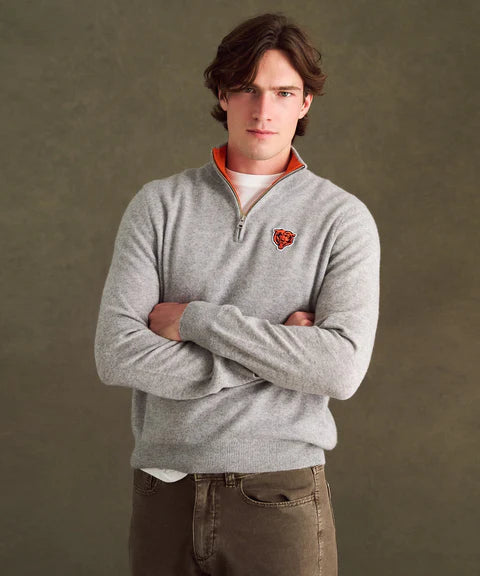 NFL Signature Cashmere Color Blocked Quarter Zip Chicago Bears