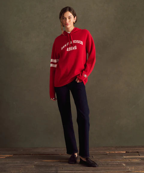 NFL Luxe Cashmere Hoodie San Francisco 49ers red white