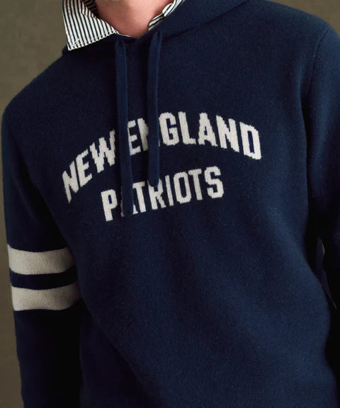 NFL Luxe Cashmere Hoodie New England Patriots blue white