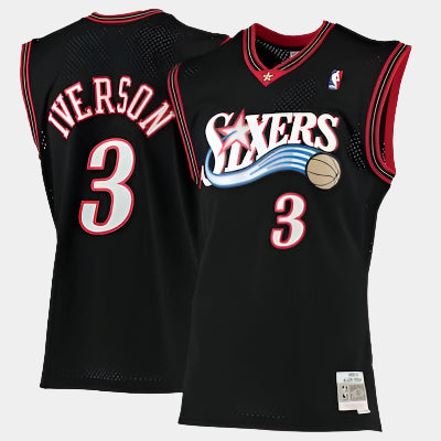 Men's Philadelphia 76ers Allen Iverson Mitchell & Ness Black 2000/01 Hardwood Classics Swingman Jersey