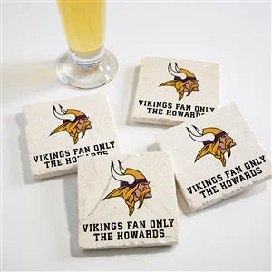Personalized Tumbled Stone Coaster Set Minnesota Vikings